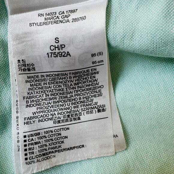 GAP The Modern Oxford Cotton Surf Spray Green Blue Preppy Summer Shirt Sz Small - Picture 10 of 13